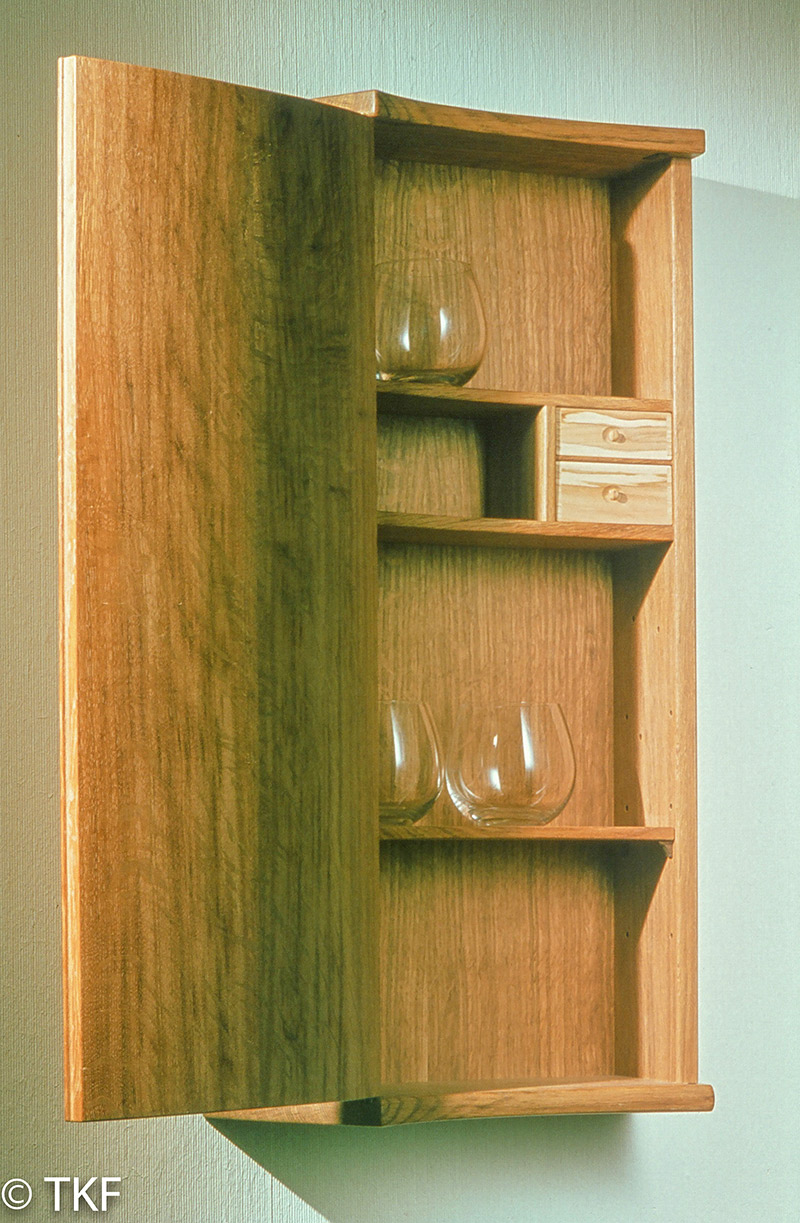Concave Brown Oak Cabinet